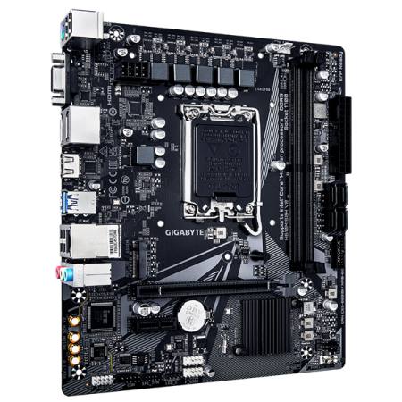 Фото GIGABYTE H610M S2H, LGA1700, H610, 2*DDR5, 4*SATA, 1*M.2, 2*USB 3.2, 4*USB 2.0, 1*PCIx16, 1*PCIx1, D-Sub+HDMI+2*DP, mATX