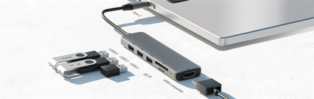 Фото Netac Hub WF14, Type-C to USB3.03+HDMI+mSD/SD 2.0 (repl. NT08WF14-30GR)