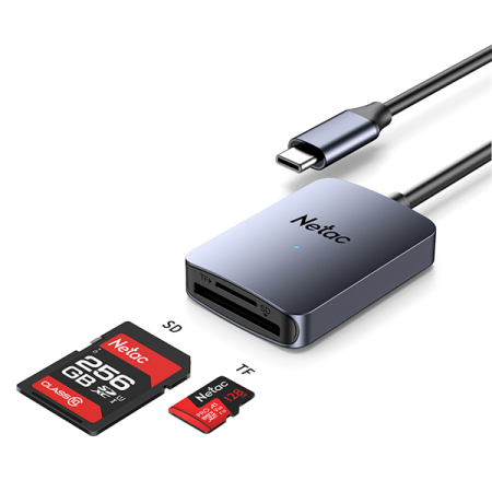 Фото Netac Flash card reader WK12, USB3.0 Type-C to mSD/SD (repl. NT09WK12-30GR)