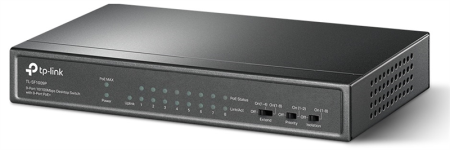 Фото TP-Link TL-SF1009P, 9-Port 10/100 Mbps Desktop Switch with 8-Port PoE+, 65 W, 250m