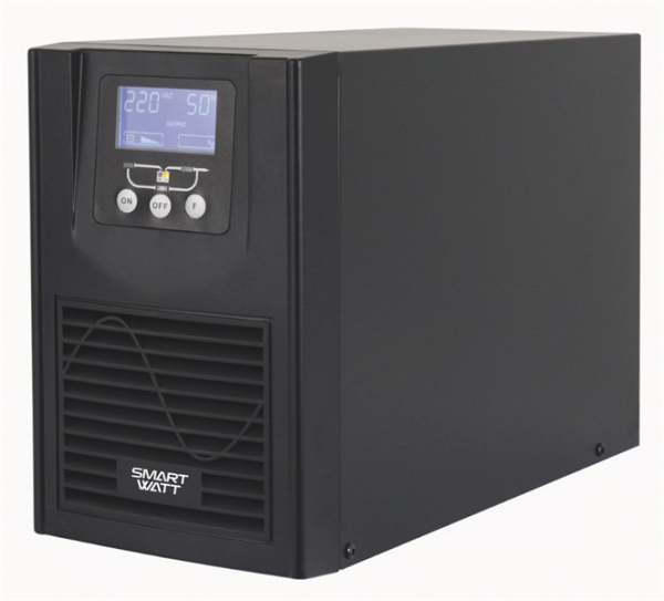 SMARTWATT ИБП онлайн, чистый синус, мощность 1000/900 ВА/Вт, напольный, LCD дисплей, порт USB, RJ11/45, EPO, SNMP слот, IEC13 - 3 шт., встроенные АКБ 2*7 Ач (3703020740002)