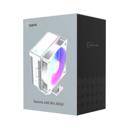 Фото Ocypus Gamma A40 WH ARGB, 100mm ARGB FAN, Top ARGB Panel, 4 HEAT PIPES, 4-PIN PWM, 600-2400 RPM, 29DBA, HYDRO BEARING, LGA115X/1200/1700/18XX, AM4/AM5