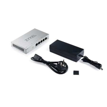 Фото Web Smart L2 коммутатор Zyxel GS1200-5HPv3, 5xGE (4xPoE+), бюджет PoE 68 Вт, настольный, бесшумный