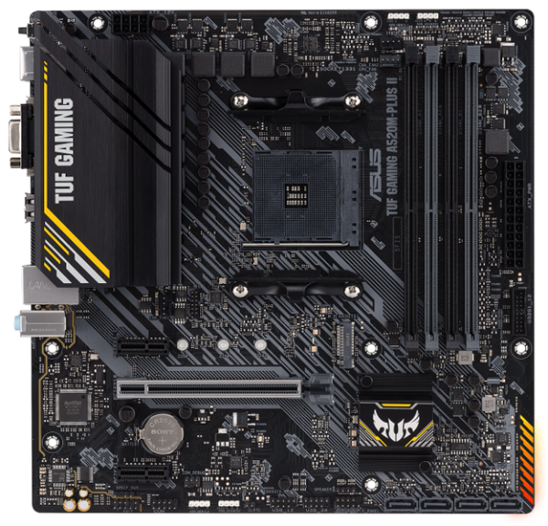 ASUS TUF GAMING A520M-PLUS II, Socket AM4, A520, 4*DDR4, D-Sub+DP+HDMI, SATA3 + RAID, Audio, Gb LAN, USB 3.2*7, USB 2.0*5, COM*1 header (w/o cable), mATX ; 90MB14Y0-M0EAY0, 3 year