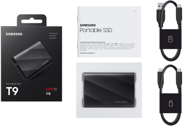 Фото SSD Samsung T9 External 1Tb BLACK USB 3.2 Type-C (MU-PG1T0B/WW) 1year