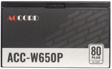 Фото Accord ATX 650W ACC-W650P 80+ white (20+4pin) 120mm fan 6xSATA RTL