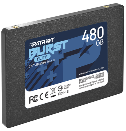 Фото Patriot SSD BURST ELITE 480GB SATA3 2.5" R450/W320 TBW 200TB 3D NAND