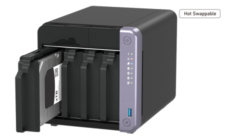 Фото QNAP SMB QC 2GhzCPU/4Gb/upto 4HDD, up to 20 with TL-D1600S/SATA(3,5" 2,5")/ 2xUSB3.2/1xHDMI/1xExp.slot/2x2,5Gb 2x10Gb(SFP+)/iSCSI/1xPS/2YW