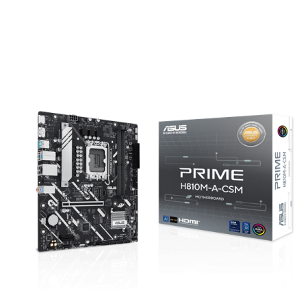 Фото ASUS PRIME H810M-A-CSM, LGA1851, H810, 2*DDR5, 4*SATA, 2*M.2, 2*USB 3.2, 4*USB 2.0, 1*PCIx16, 1*PCIx1, HDMI+DP, mATX; 90MB1KK0-M0EAYC