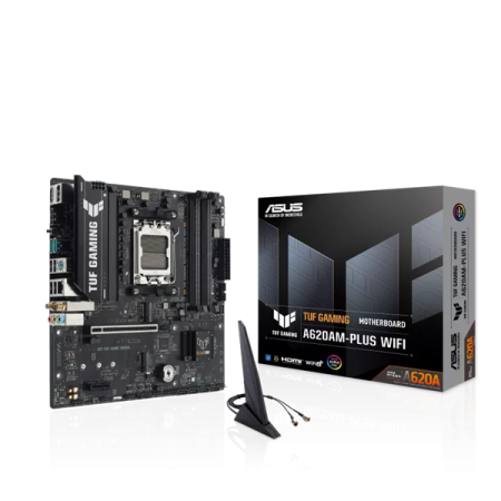 Фото ASUS TUF GAMING A620AM-PLUS WIFI, AM5, A620A, 4*DDR5, 4*SATA, 2*M.2, 2*USB 3.2, 4*USB 2.0, 1*PCIx16, 1*PCIx1, 2*DP+HDMI, mATX; 90MB1MZ0-M0EAY0