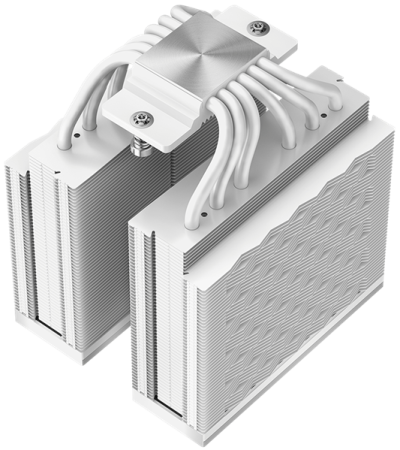 Фото PCCooler RZ620 WH, 2x120mm FAN, 6 HEAT PIPES, 4-PIN PWM, 500-2200 RPM, 32 DBA, FDB BEARING, LGA 1851/1700/1200/115X, AMD AM5/AM4