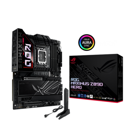 Фото ASUS ROG MAXIMUS Z890 HERO, LGA1851, Z890, 4*DDR5, 4*SATA, 6*M.2, 8*USB 3.2, Type-C, 2*PCIx16, 1*PCIx1, 2*Thunderbolt™ 4, HDM, ATX; 90MB1ID0-M0EAY0