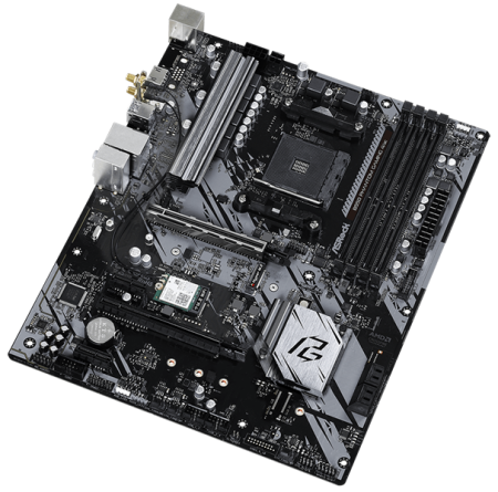 Фото ASROCK B550 PHANTOM GAMING 4/ac, AM4, B550, 4*DDR4, 6*SATA, 2*M.2, 6*USB 3.2, 6*PCIx16, 2*PCIx1, 1*M.2 (Key E), HDMI, ATX