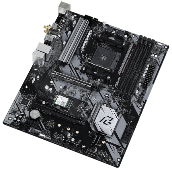 Фото ASROCK B550 PHANTOM GAMING 4/ac, AM4, B550, 4*DDR4, 6*SATA, 2*M.2, 6*USB 3.2, 6*PCIx16, 2*PCIx1, 1*M.2 (Key E), HDMI, ATX