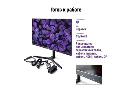 Фото 31.5'' IRBIS NOBLEVIEW 32 LED Monitor 2560x1440, 16:9, VA, 300 cd/m2, 3000:1, 3ms, HDMI, DPх2, USB, Audio output, 165Hz, Speak, Height, Tilt, Swiv, Pivot, внешн. Бп, VESA 100x100, Black 3y
