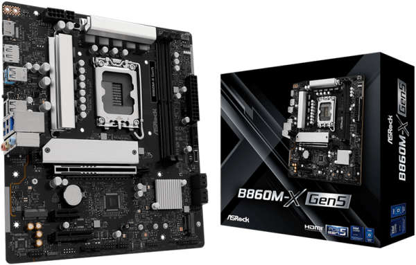ASROCK B860M-X Gen5, LGA1851, B860, 2*DDR5, 4*SATA, 2*M.2, 3*USB 3.2, 2*USB 2.0, Type-C, 2*PCIx16, 1*M.2 (Key E), HDMI+DP, mATX