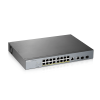 Smart L2 PoE+ для IP-видеокамер Zyxel NebulaFlex Pro GS1350-18HP, rack 19", 16xGE PoE+, 2xCombo (SFP/RJ-45), бюджет PoE 250 Вт, питание до 250м, автоперезагрузка PoE-портов