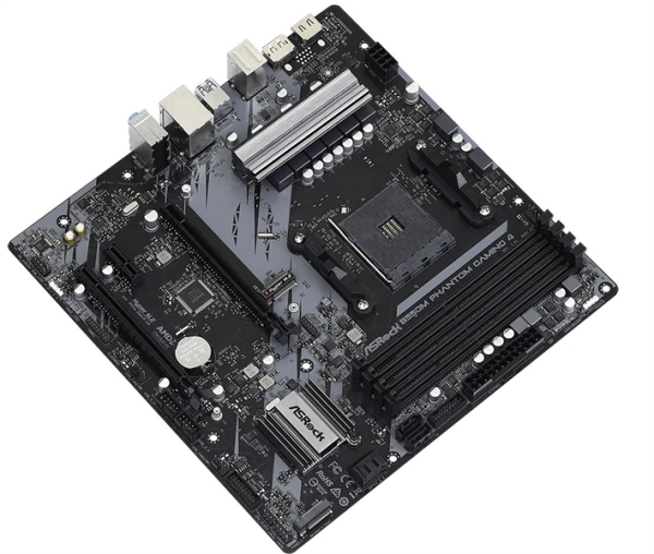 Фото ASROCK B550M PHANTOM GAMING 4, AM4, B550, 4*DDR4, 4*SATA, 2*M.2, 4*USB 3.2, 2*USB 2.0, 6*PCIx16, 1*PCIx1, 1*M.2 (Key E), DP+HDMI, mATX