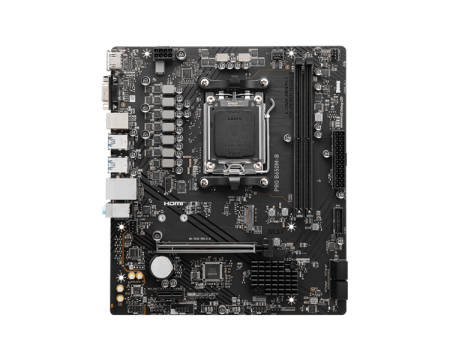 Фото MSI PRO B650M-B,B650,AM5,2DDR5,1PCI-Ex16,1PCI-Ex1,1M.2,4SATA3,6USB3.2 Gen1,6USB2.0,HD Audio