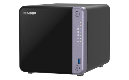 Фото QNAP SMB QC 2GhzCPU/4Gb/upto 4HDD, up to 20 with TL-D1600S/SATA(3,5" 2,5")/ 2xUSB3.2/1xHDMI/1xExp.slot/2x2,5Gb 2x10Gb(SFP+)/iSCSI/1xPS/2YW