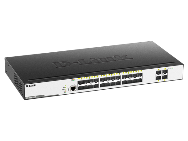 Фото D-Link PROJ Управляемый L2 коммутатор, 24x1000Base-X SFP, 4x10GBase-X SFP+, CLI, консольный порт RJ-45, RPS, поддержка Dying Gasp