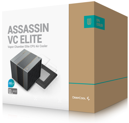 Фото DEEPCOOL ASSASSIN VC ELITE LGA20XX/1851/1700/1200/115X/AM5/AM4 (6шт/кор,TDP 300W, PWM, DUAL FAN 140mm + 120mm, DUAL Heatsink, 7 Heatpipe, Copper Base) RET (R-ASN4-BKNVNN-GJD)