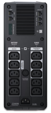 Фото APC Back-UPS Pro Power Saving RS, 1500VA/865W, 230V, AVR, 10xC13 outlets (5 Surge & 5 batt.), XL (1хBR24BP(G)), Data/DSL protrct, 10/100 Base-T, USB, PCh, user repl. batt., 1 year warranty