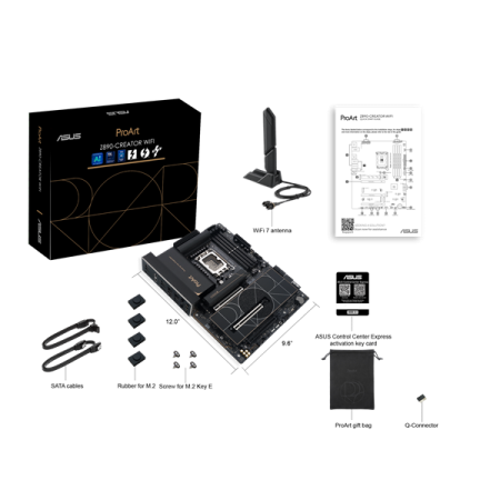 Фото ASUS PROART Z890-CREATOR WIFI, LGA1851, Z890, 4*DDR5, 4*SATA, 5*M.2, 6*USB 3.2, 1*USB 2.0, Type-C, 3*PCIx16, DP+HDMI, ATX; 90MB1JD0-M0EAY0