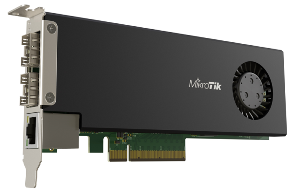Фото MikroTik Cloud Core Router 2004-1G-2XS-PCIe network interface card with quad-core ARMv8 64-bit AL32400 CPU, 4GB RAM, 2x25G SFP28 cages, 1xGbit LAN, RouterOS L6