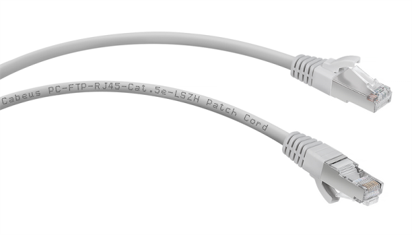 Фото Cabeus PC-FTP-RJ45-Cat.5e-0.5m-LSZH Патч-корд F/UTP, категория 5е, 2xRJ45/8p8c, экранированный, серый, LSZH, 0.5м