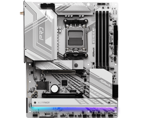 Фото ASROCK X870 PRO RS WIFI, AM5, X870, 4*DDR5, 4*SATA, 3*M.2, 6*USB 2.0, 4*USB 3.2, Type-C, 2*PCIx16, 1*M.2 (Key E), HDMI, ATX