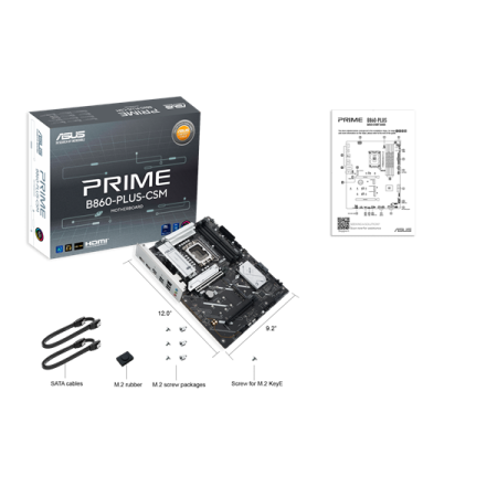 Фото ASUS PRIME B860-PLUS-CSM, LGA1851, B860, 4*DDR5, 4*SATA, 2*M.2, 3*USB 3.2, 4*USB 2.0, Type-C, 5*PCIx16, DP+HDMI, ATX; 90MB1KA0-M0EAYC
