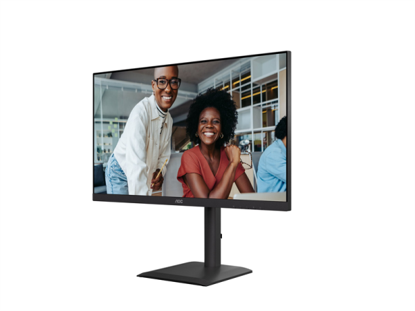Фото 27" AOC 3840x2160 WLED 16:9 IPS 400cd, 1200:1, 20M:1, 4ms, 178°/178°, 2xHDMI, DP, USB hub: 4*USB3.2, USB-C(90W), RJ45, 60Hz, Speakers, Tilt, Height, Swivel, Pivot, VESA, Internal, Black, 3y