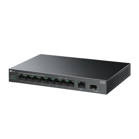 Фото TP-Link LS1210GP, 10-Port Gigabit Desktop Switch with 8-Port PoE+, 61 Вт, 250 m