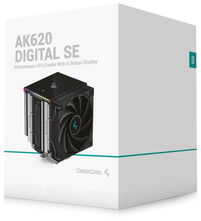 Фото DEEPCOOL AK620 DIGITAL SE LGA20XX/1700/1200/115X/AM5/AM4 (9шт/кор, TDP 260W, PWM, DUAL Fan 120mm, 6 тепл. трубок, ARGB, черный) RET (R-AK620-BKADMN-GJD)