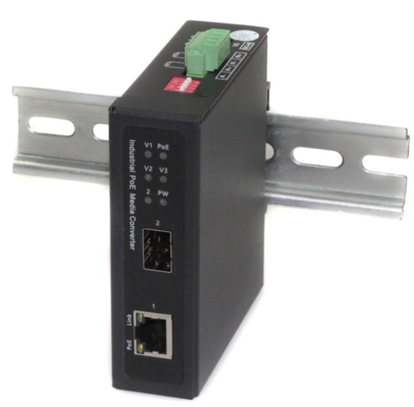 OSNOVO OMC-1000-11BX-I Промышленный компактный медиаконвертер Gigabit Ethernet с поддержкой PoE BT до 90W. Порты: 1 x GE (10/100/1000Base-T) с PoE (до 90W), 1 x GE SFP (100/1000Base-X). Соответствует