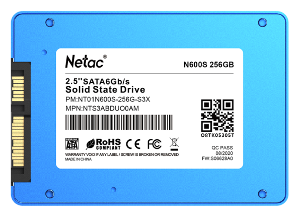 Фото Netac SSD N600S 256GB 2.5 SATAIII 3D NAND, 7mm, R/W up to 540/490MB/s, TBW 140TB, 5y wty
