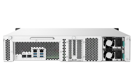 Фото QNAP SMB 2U/8bay QC 1,7GhzCPU/4Gb(upto16Gb)/upto 20HDD with TL-R1200S-RP/SATA(3,5" 2,5")/ 4xUSB3.2/1xExp.slot/2x2,5Gb 2x10Gb(SFP+)/iSCSI/2xPS/no rail(RAIL-B02)/3YW TS-832PXU-RP-4G-EU-RU