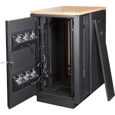 Фото Шкаф LANMASTER SOUNDPROOF звукоизолированный 24U 750x1130 мм, отделка под дерево, цвет лиственница