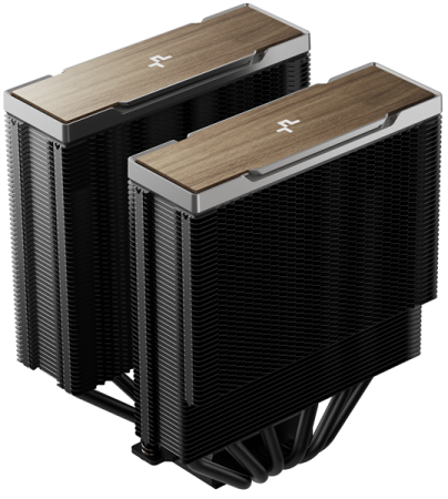 Фото DEEPCOOL AK620 G2 LGA1851/1700/1200/115X/AM5/AM4 (8шт/кор, TDP 260W, PWM, DUAL Fan 120mm, 6 тепл. трубок, Copper Base, Wood-grain top cover, черный) RET (R-AK620G2-BKNNMN-GJD)
