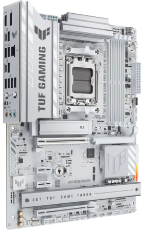 Фото ASUS TUF GAMING B850-PRO WIFI7 W NEO, AM5, B850, 4*DDR5, 4*SATA, 3*M.2, 4*USB 3.2, 2*USB 2.0, Type-C, 3*PCIx16, 2*PCIx1, DP+HDMI, ATX; 90MB1NW0-M0EAY0