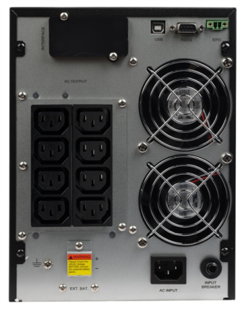 Фото SMARTWATT ИБП онлайн, чистый синус, мощность 2000/1800 ВА/Вт, напольный, LCD дисплей, порт USB, RS232, EPO, SNMP слот, IEC13 - 8 шт., встроенные АКБ 4*9 Ач (3703020430003)