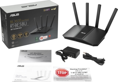 Фото ASUS RT-BE58U//802.11 a/b/g/n/ac/ax/be, 2,4 + 5 gGz, black