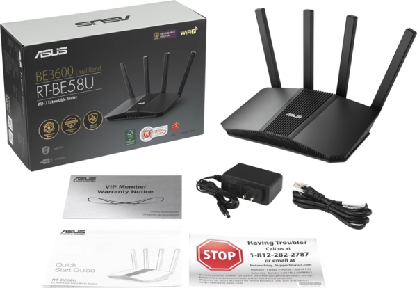Фото ASUS RT-BE58U//802.11 a/b/g/n/ac/ax/be, 2,4 + 5 gGz, black