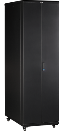 Фото Шкаф 19 Business, 42U 800x1200, черный, передняя дверь стекло, задняя дверь распашная металл