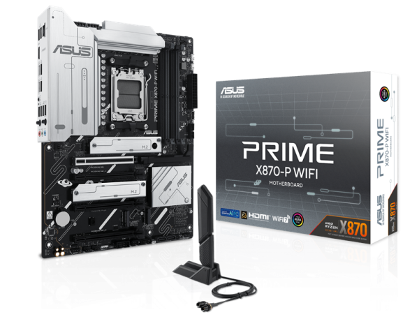 Фото ASUS PRIME X870-P WIFI, AM5, X870, 4*DDR5, 2*SATA, 4*M.2, 4*USB 3.2, 2*USB 2.0, 2*Type-C, 5*PCIx16, HDMI, ATX; 90MB1IS0-M0EAY0