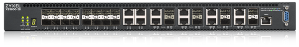 Фото Мультигигабитный L3 Core Zyxel NebulaFlex Pro XS3800-28, rack 19", 4xRJ-45: 1/2,5/5/10G, 8xCombo (SFP: 1/10G, RJ-45: 1/2,5/5/10G), 16xSFP+, стекируемый (до 4), 2 блока питания в комплекте