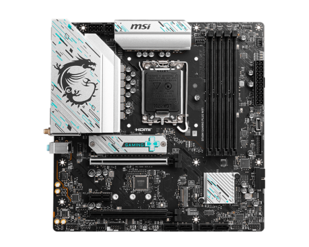 Фото MSI B760M GAMING PLUS WIFI,B760,LGA1700,4DDR5,2PCI-Ex16,1PCI-Ex1,2M.2,4SATA3,2USB3.2 Gen2,7US
