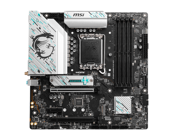 Фото MSI B760M GAMING PLUS WIFI,B760,LGA1700,4DDR5,2PCI-Ex16,1PCI-Ex1,2M.2,4SATA3,2USB3.2 Gen2,7US