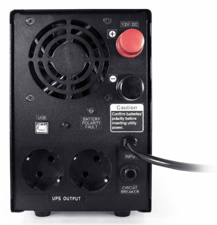 Фото Powercom Infinity, Line-Interactive, 800VA/480W, Tower, 2xSchuko, LCD, USB, без встроенных батарей (314809)